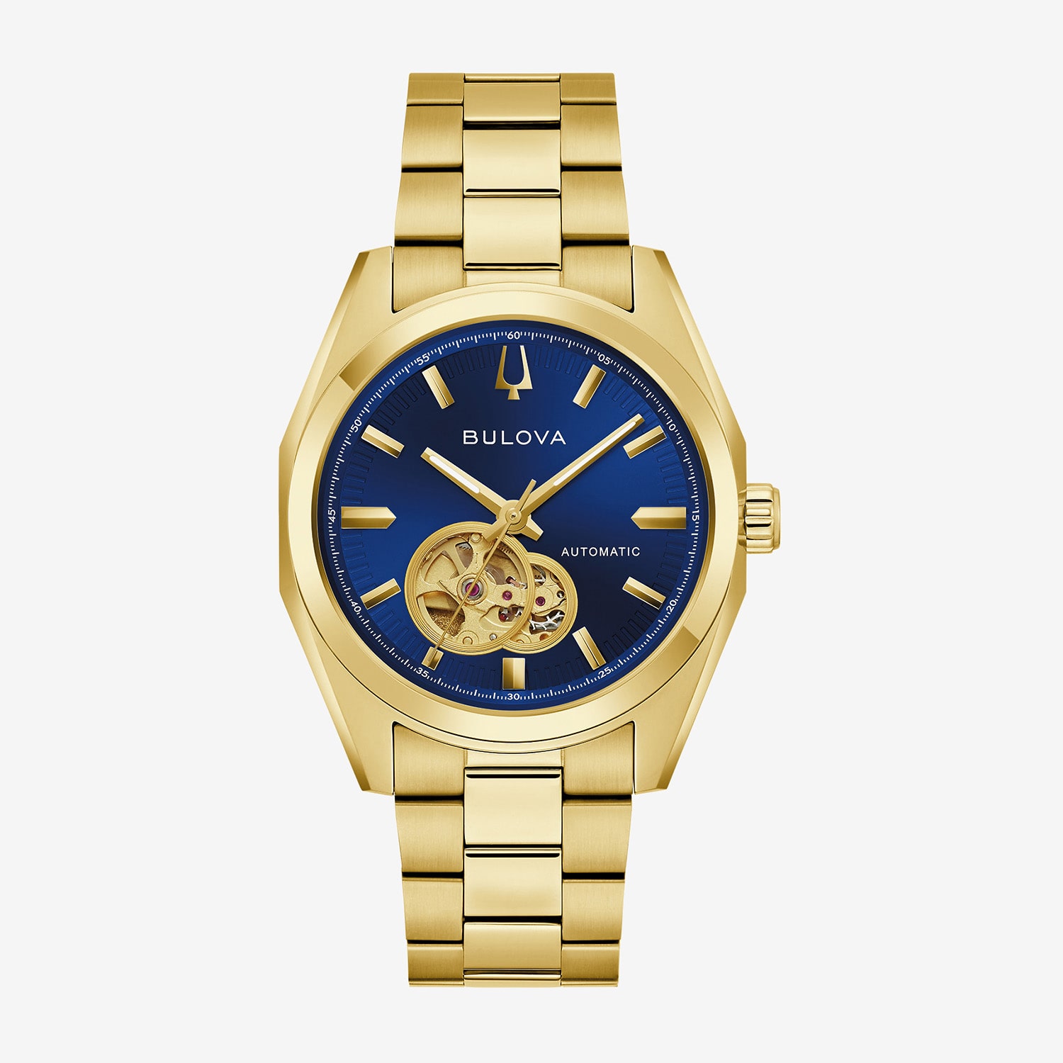 Bulova Surveyor Mens Automatic Gold Tone Stainless Steel Bracelet Watch 97a203