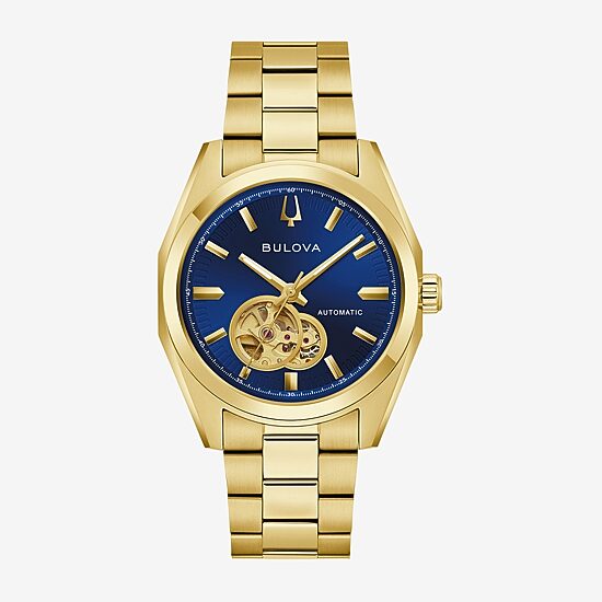 Bulova Surveyor Mens Automatic Gold Tone Stainless Steel Bracelet Watch 97a203