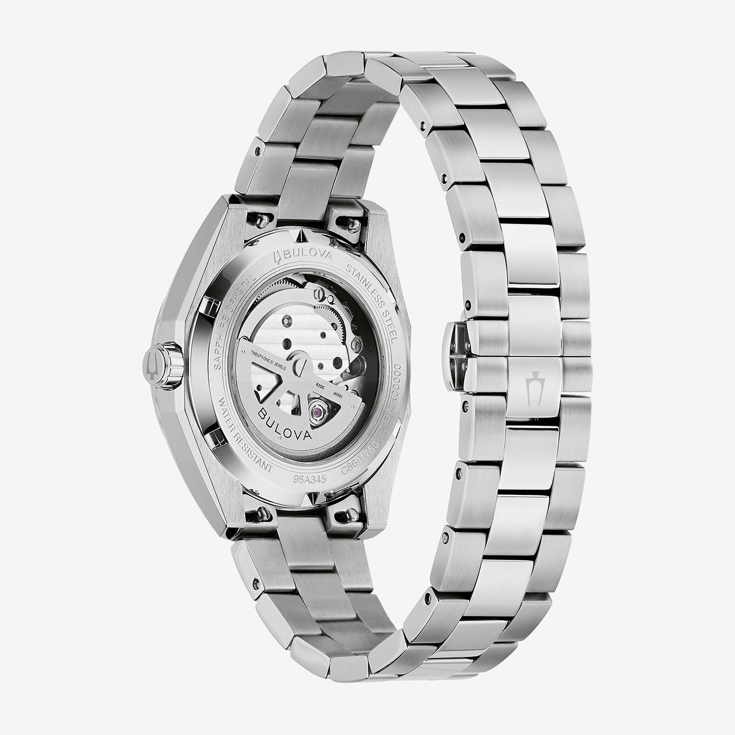 Bulova Surveyor Mens Automatic Silver Tone Stainless Steel Bracelet Watch 96a345