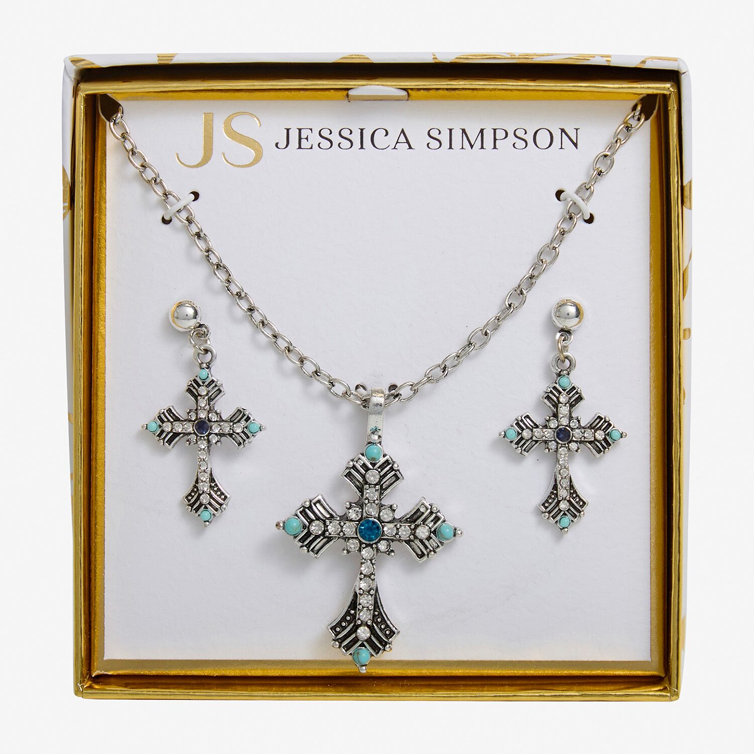 JS Jessica Simpson Womens Multi Color Cross 3-pc. Pendant Necklace Set