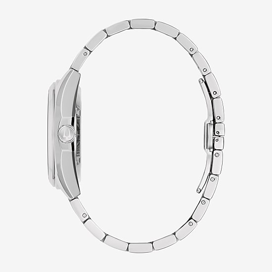 Bulova Surveyor Mens Automatic Silver Tone Stainless Steel Bracelet Watch 96a345