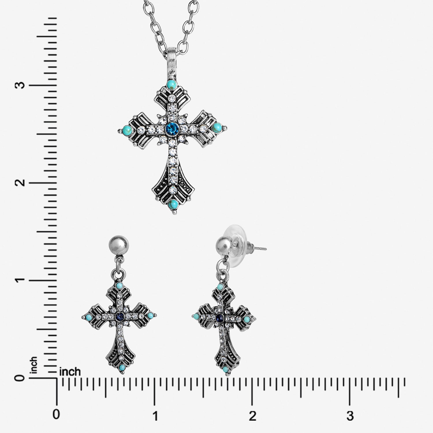 JS Jessica Simpson Womens Multi Color Cross 3-pc. Pendant Necklace Set