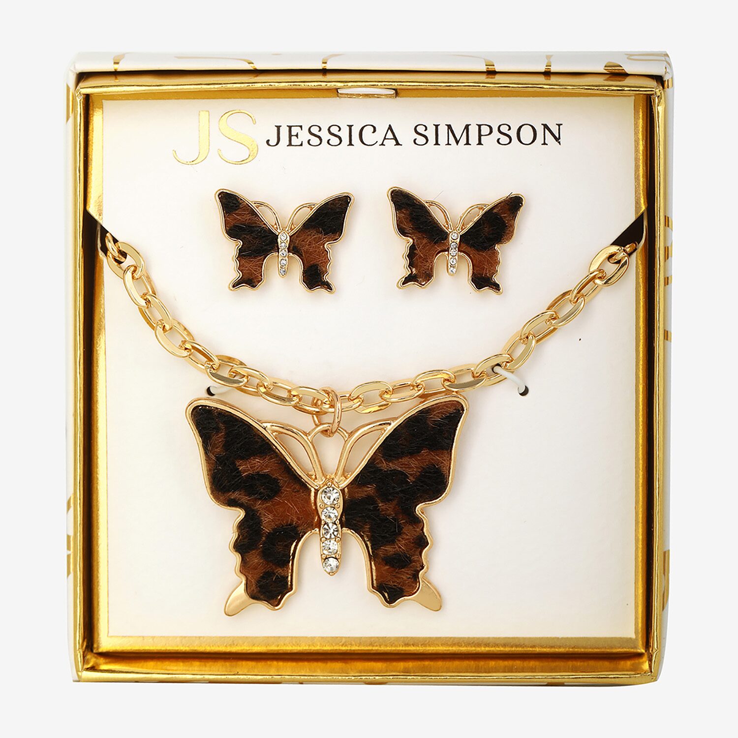 JS Jessica Simpson Womens Glass Butterfly 3-pc. Pendant Necklace Set