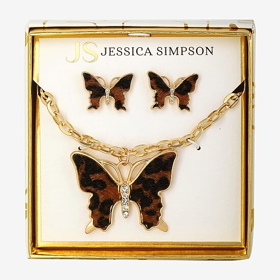 JS Jessica Simpson Womens Glass Butterfly 3-pc. Pendant Necklace Set