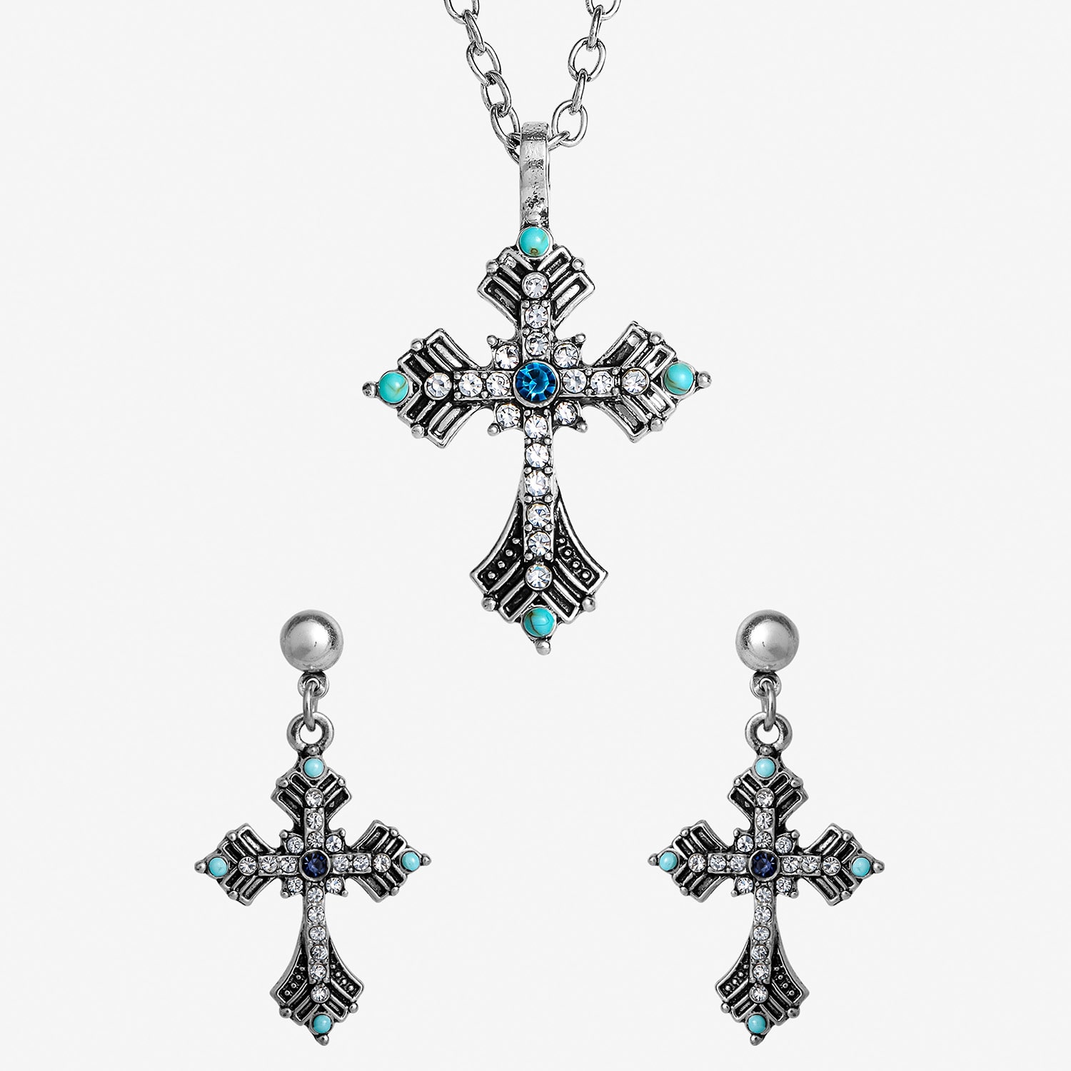 JS Jessica Simpson Womens Multi Color Cross 3-pc. Pendant Necklace Set