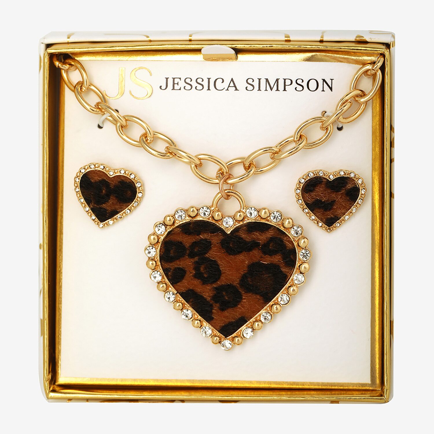 JS Jessica Simpson Womens Glass Heart 3-pc. Pendant Necklace Set