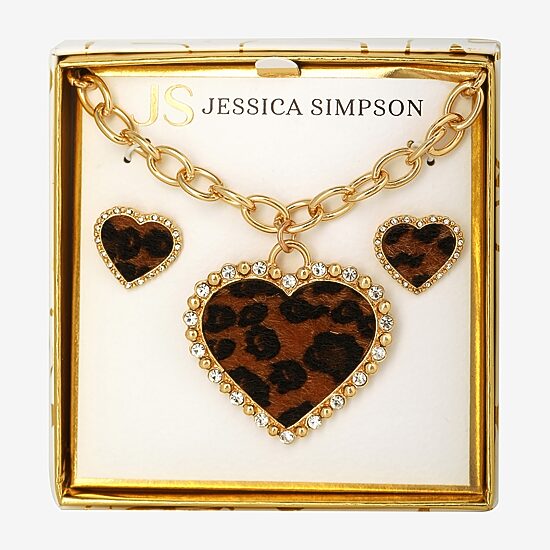JS Jessica Simpson Womens Glass Heart 3-pc. Pendant Necklace Set