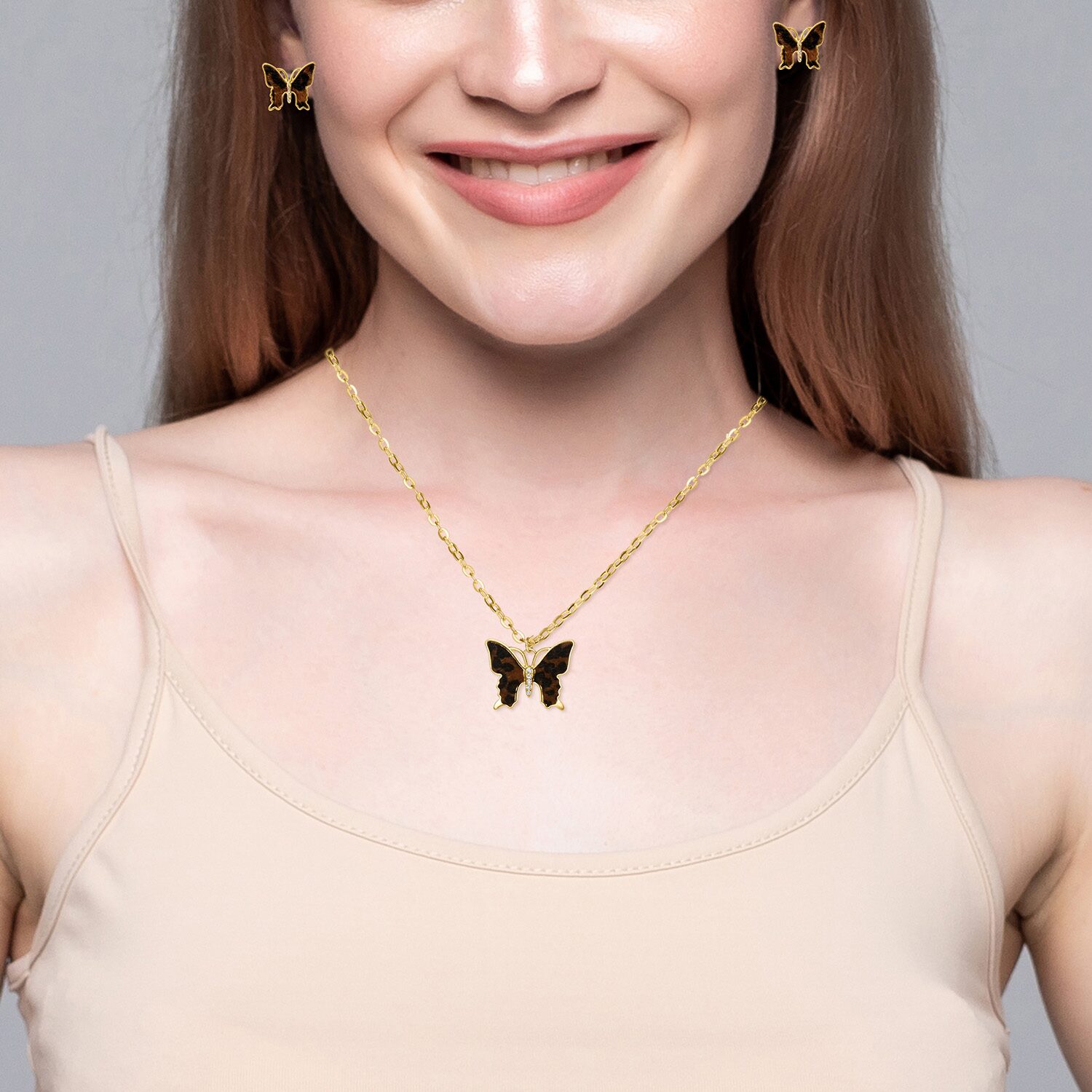 JS Jessica Simpson Womens Glass Butterfly 3-pc. Pendant Necklace Set