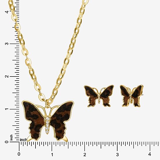 JS Jessica Simpson Womens Glass Butterfly 3-pc. Pendant Necklace Set