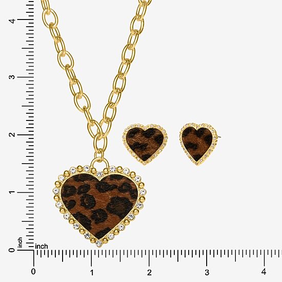 JS Jessica Simpson Womens Glass Heart 3-pc. Pendant Necklace Set