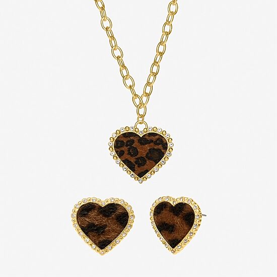 JS Jessica Simpson Womens Glass Heart 3-pc. Pendant Necklace Set