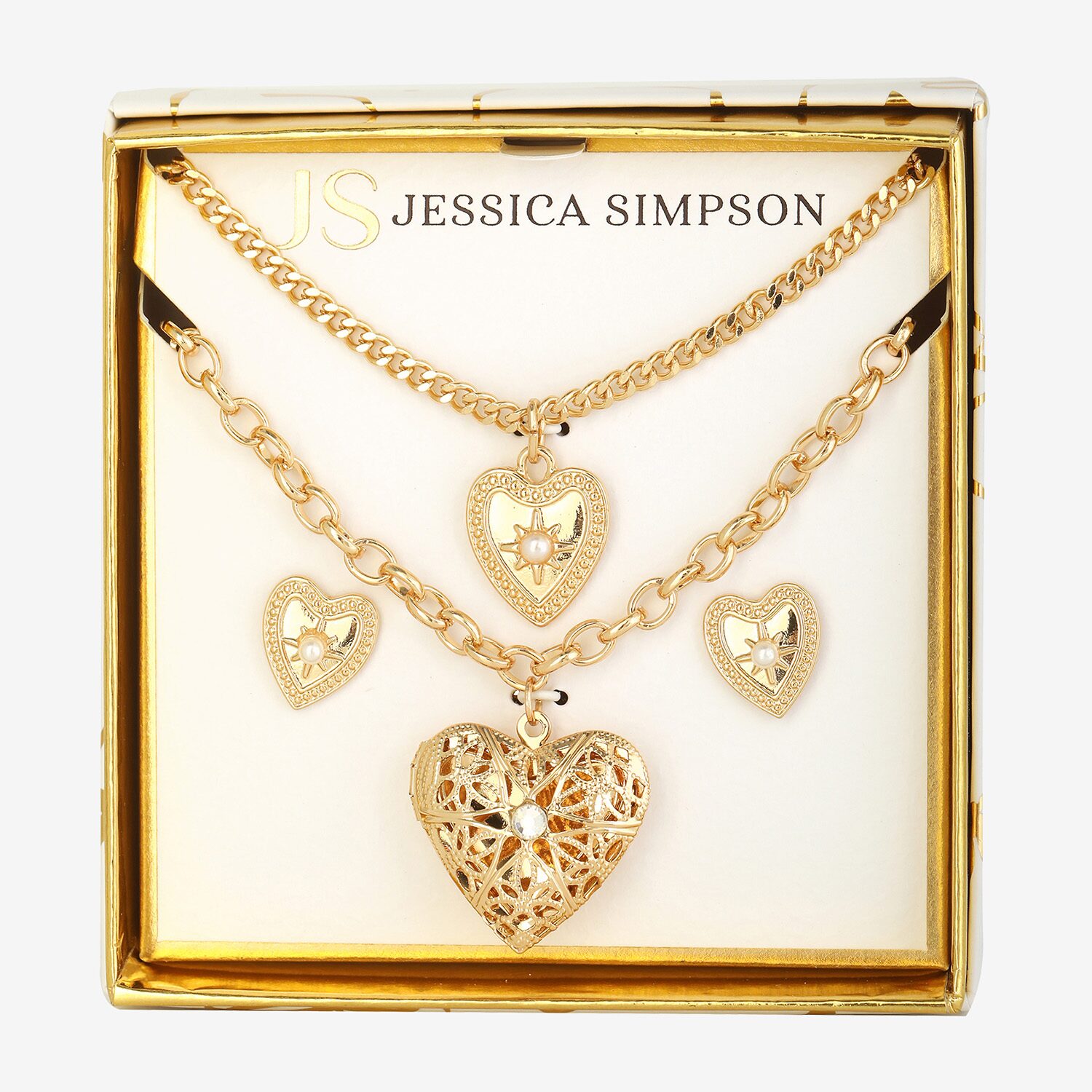 JS Jessica Simpson Womens Multi Color Heart 4-pc. Pendant Necklace Set