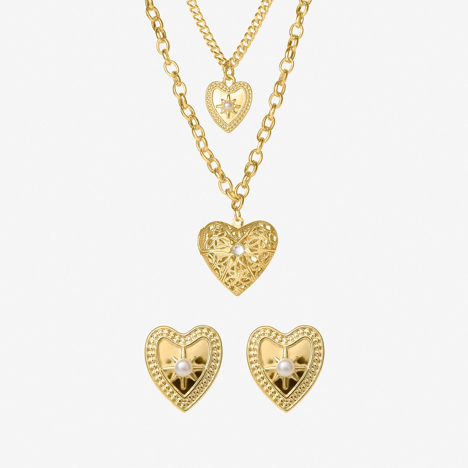 JS Jessica Simpson Womens Multi Color Heart 4-pc. Pendant Necklace Set