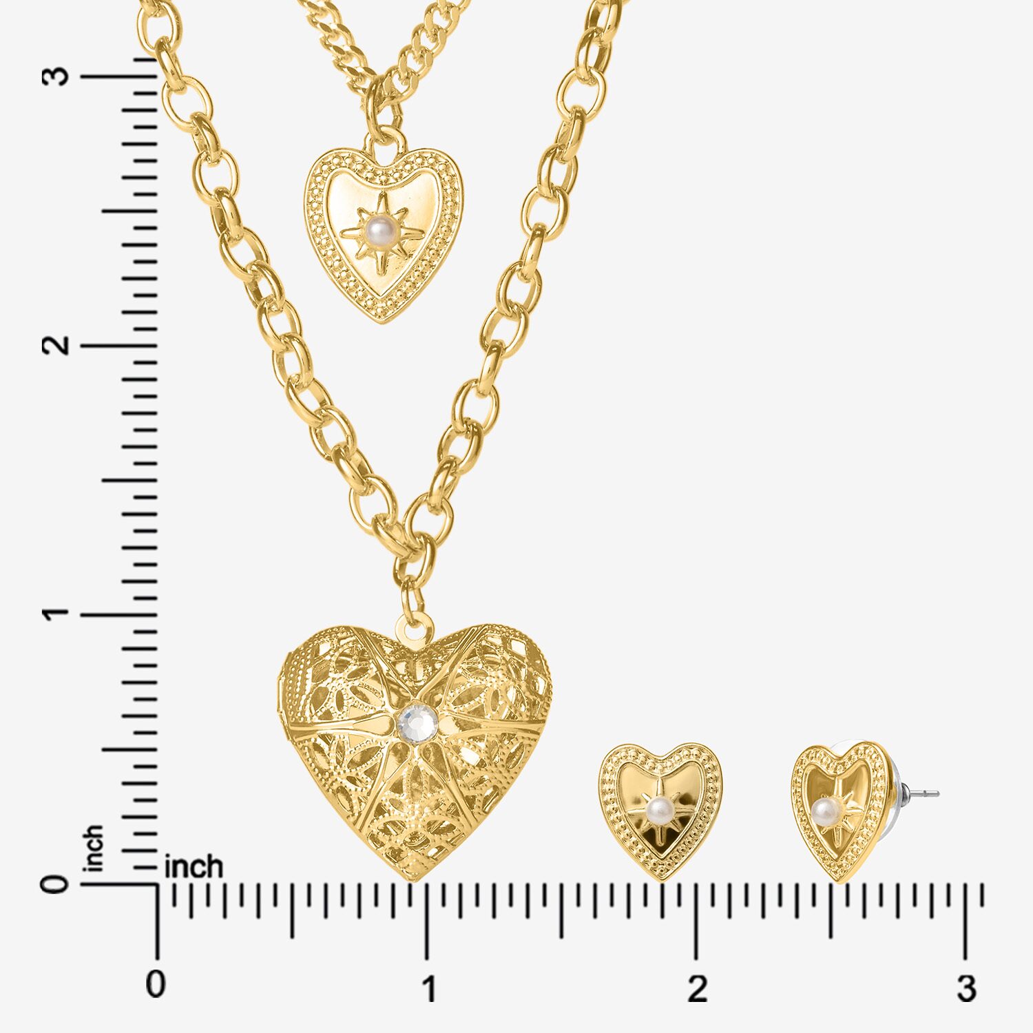 JS Jessica Simpson Womens Multi Color Heart 4-pc. Pendant Necklace Set