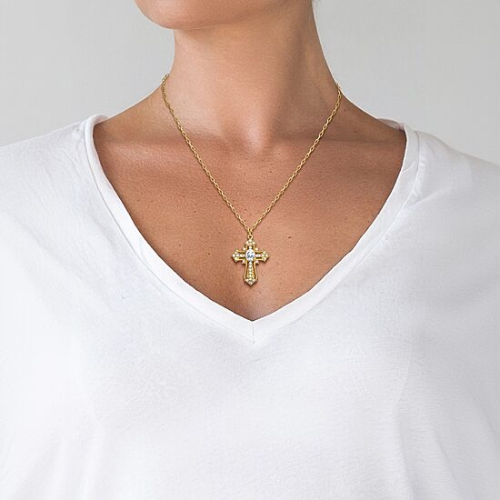 JS Jessica Simpson Womens Glass Cross 3-pc. Pendant Necklace Set