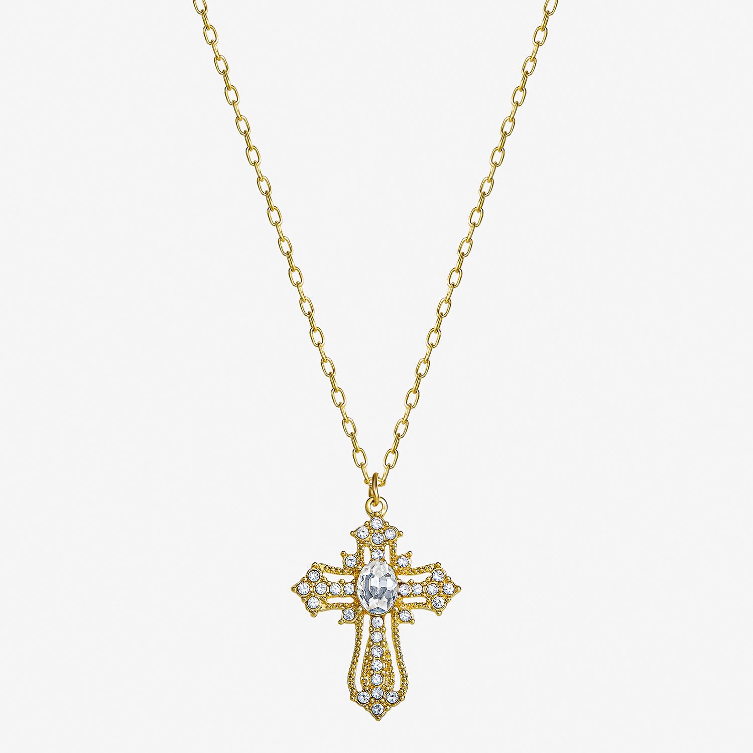 JS Jessica Simpson Womens Glass Cross 3-pc. Pendant Necklace Set