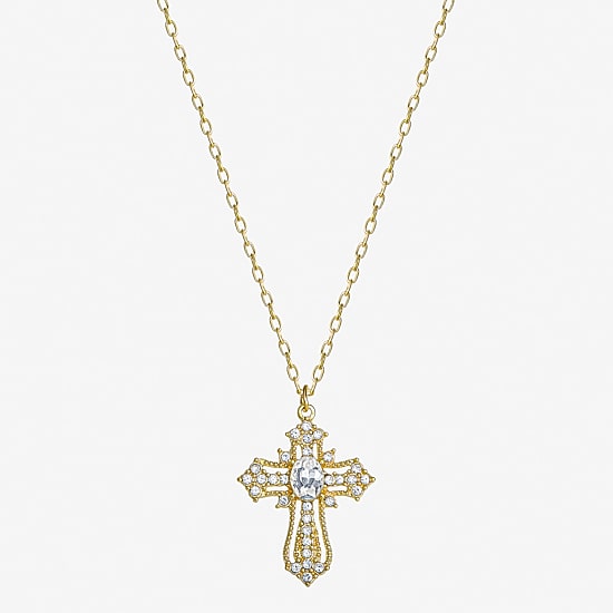 JS Jessica Simpson Womens Glass Cross 3-pc. Pendant Necklace Set