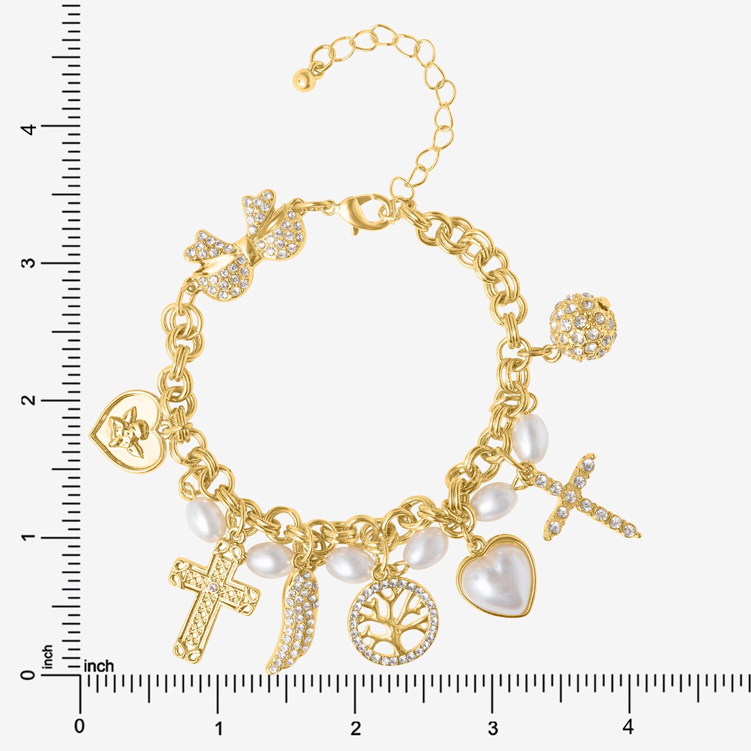 JS Jessica Simpson Womens Multi Color Crystal Charm Bracelet