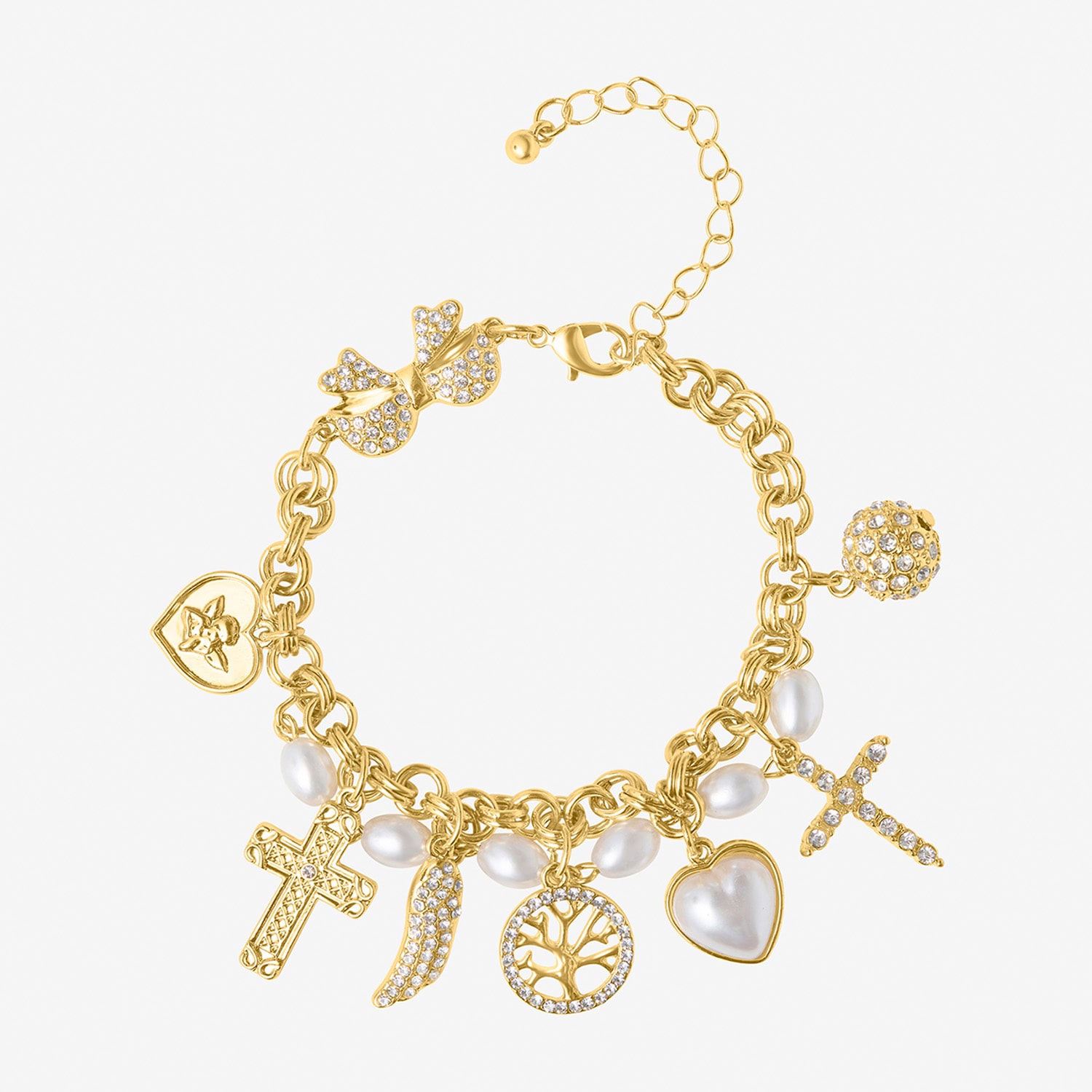 JS Jessica Simpson Womens Multi Color Crystal Charm Bracelet