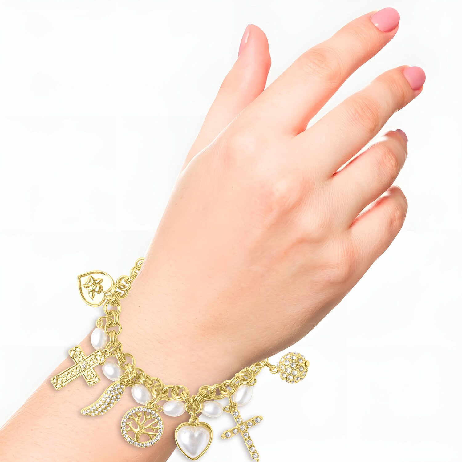 JS Jessica Simpson Womens Multi Color Crystal Charm Bracelet