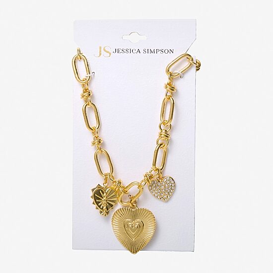 JS Jessica Simpson Womens Crystal Heart 17 Inch Pendant Necklace