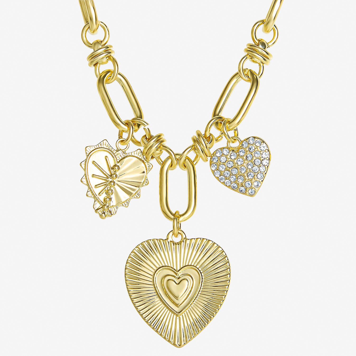 JS Jessica Simpson Womens Crystal Heart 17 Inch Pendant Necklace