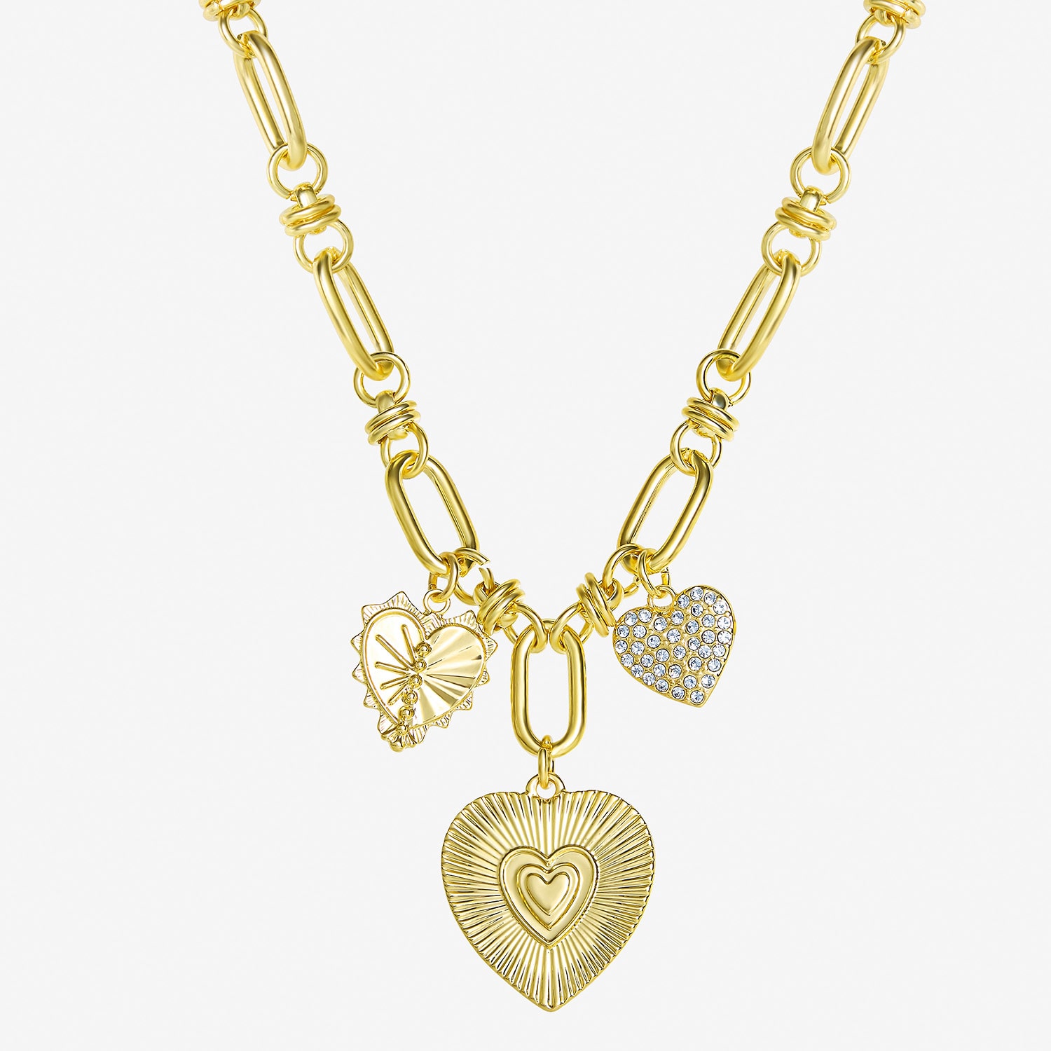 JS Jessica Simpson Womens Crystal Heart 17 Inch Pendant Necklace