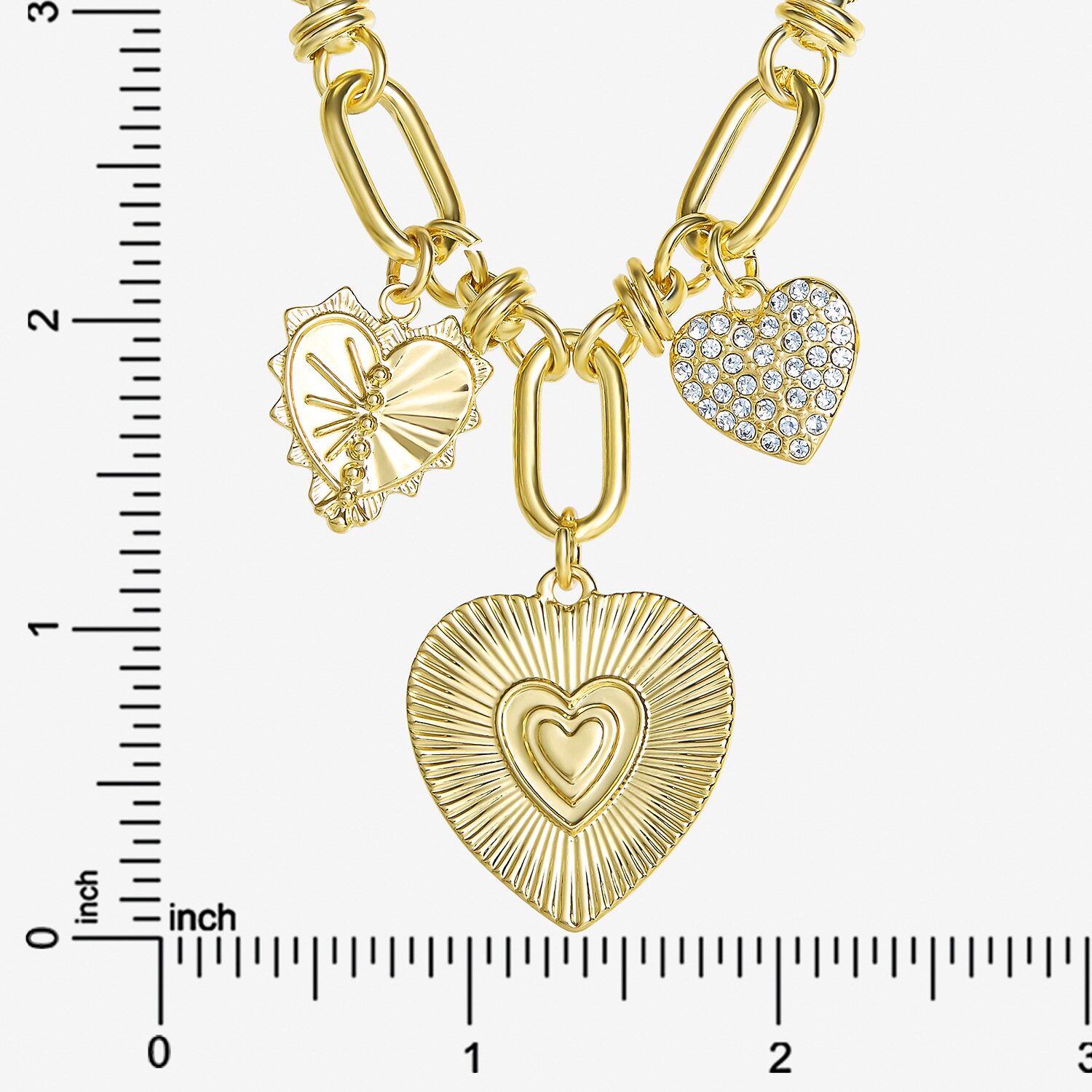 JS Jessica Simpson Womens Crystal Heart 17 Inch Pendant Necklace