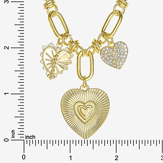 JS Jessica Simpson Womens Crystal Heart 17 Inch Pendant Necklace