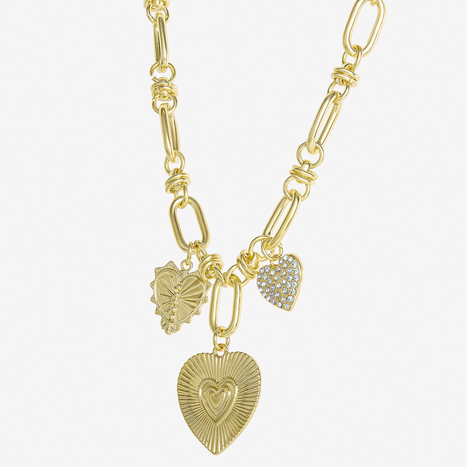 JS Jessica Simpson Womens Crystal Heart 17 Inch Pendant Necklace