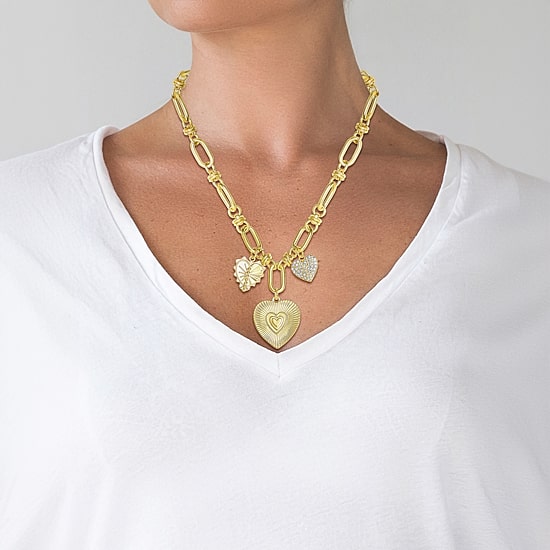 JS Jessica Simpson Womens Crystal Heart 17 Inch Pendant Necklace