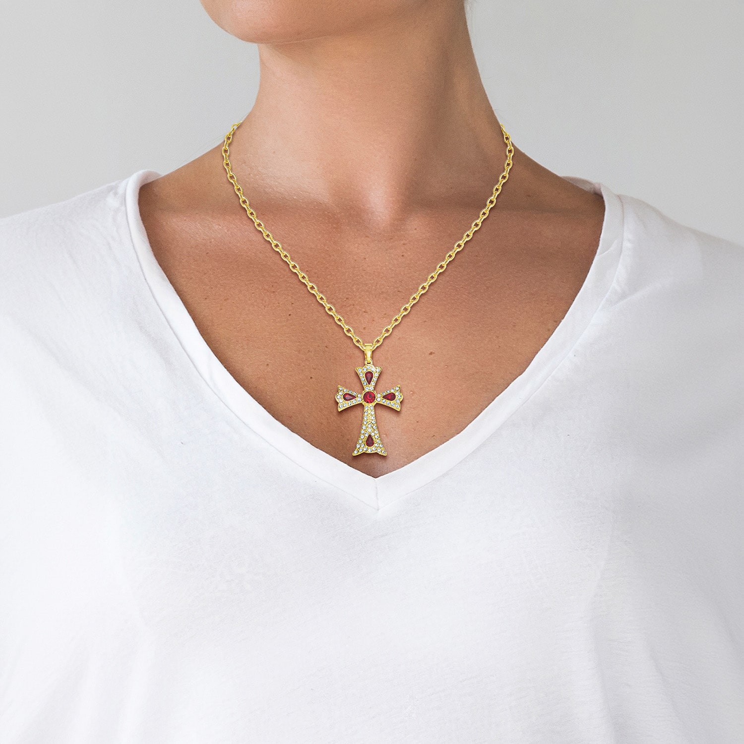 JS Jessica Simpson Womens Multi Color Cross 18 Inch Pendant Necklace