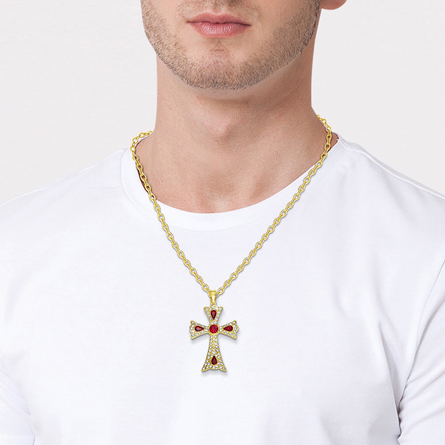 JS Jessica Simpson Womens Multi Color Cross 18 Inch Pendant Necklace