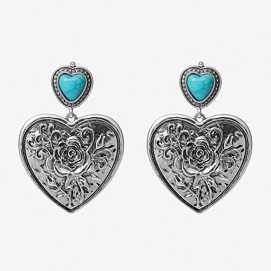 JS Jessica Simpson Womens Turquoise Turquoise Drop Earrings