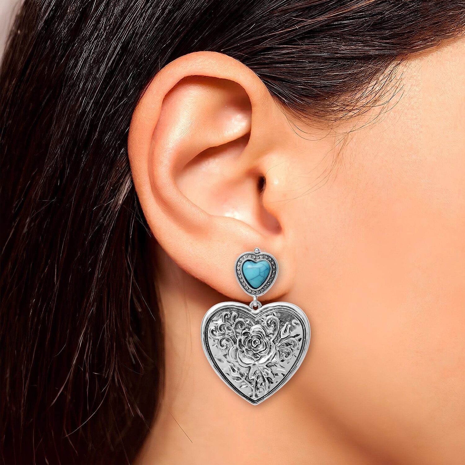 JS Jessica Simpson Womens Turquoise Turquoise Drop Earrings