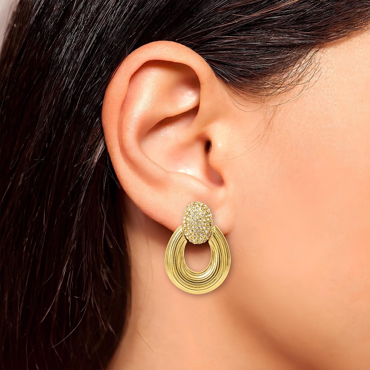 JS Jessica Simpson Womens Glass 33.6mm Hoop Earrings