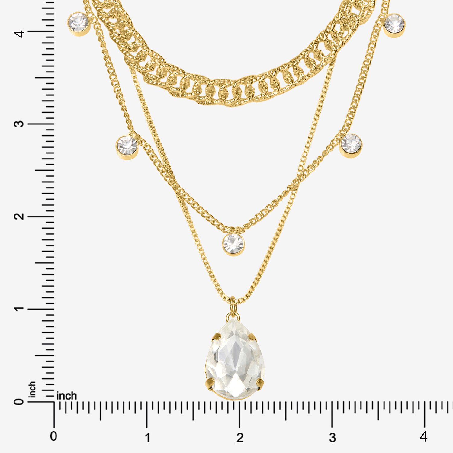 JS Jessica Simpson Womens Crystal Pear Pendant Necklace