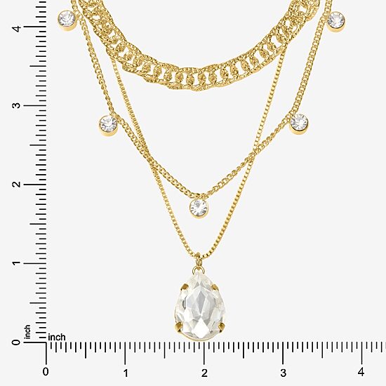 JS Jessica Simpson Womens Crystal Pear Pendant Necklace