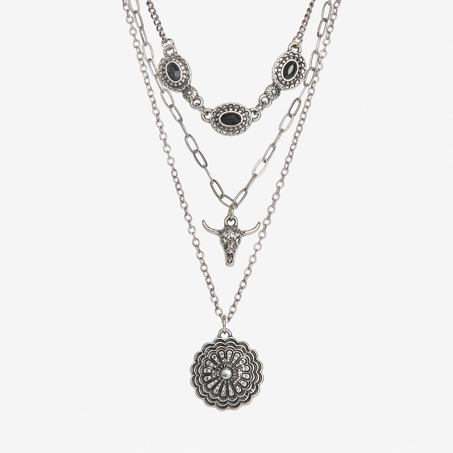 JS Jessica Simpson Womens Black Pendant Necklace