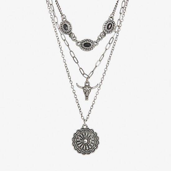 JS Jessica Simpson Womens Black Pendant Necklace