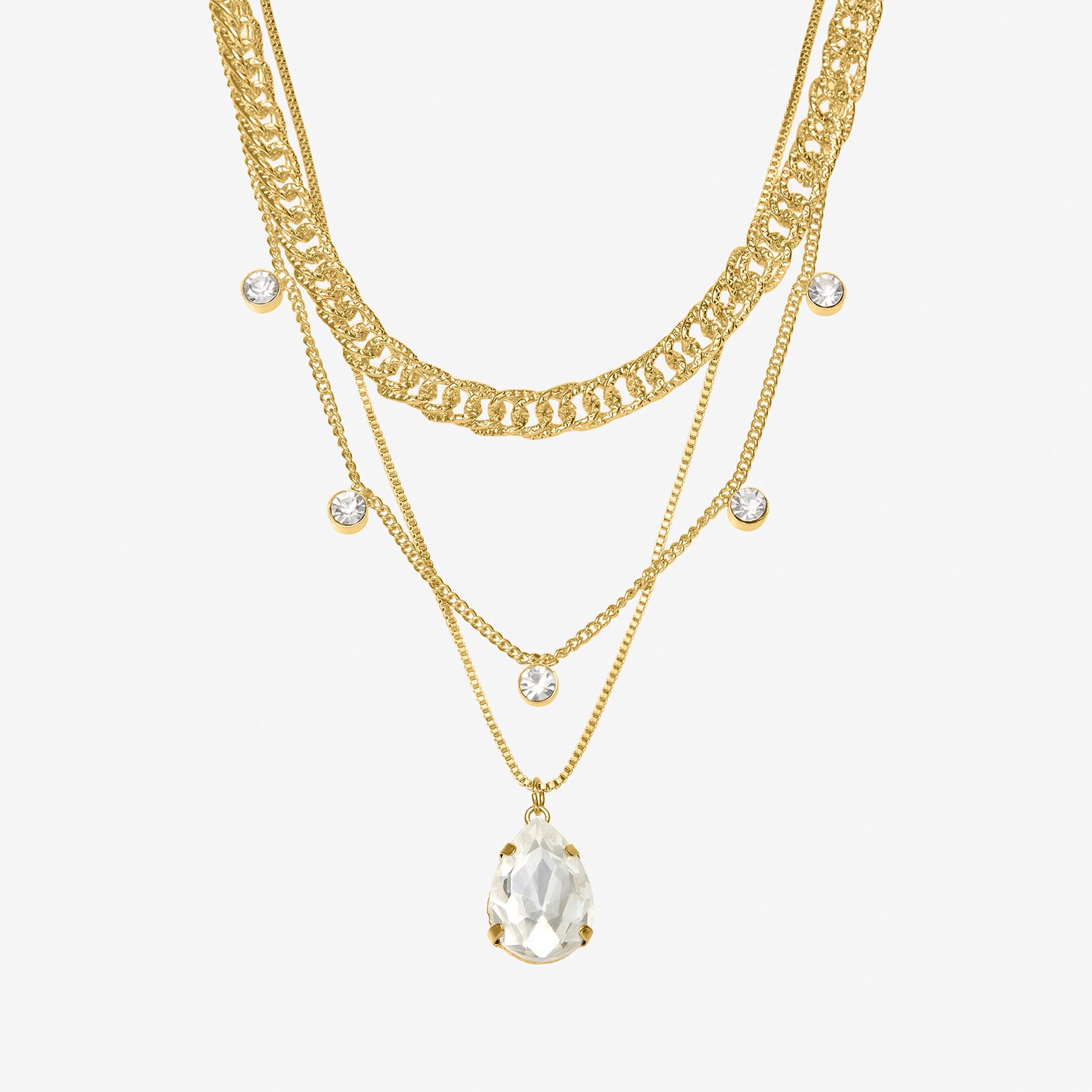 JS Jessica Simpson Womens Crystal Pear Pendant Necklace