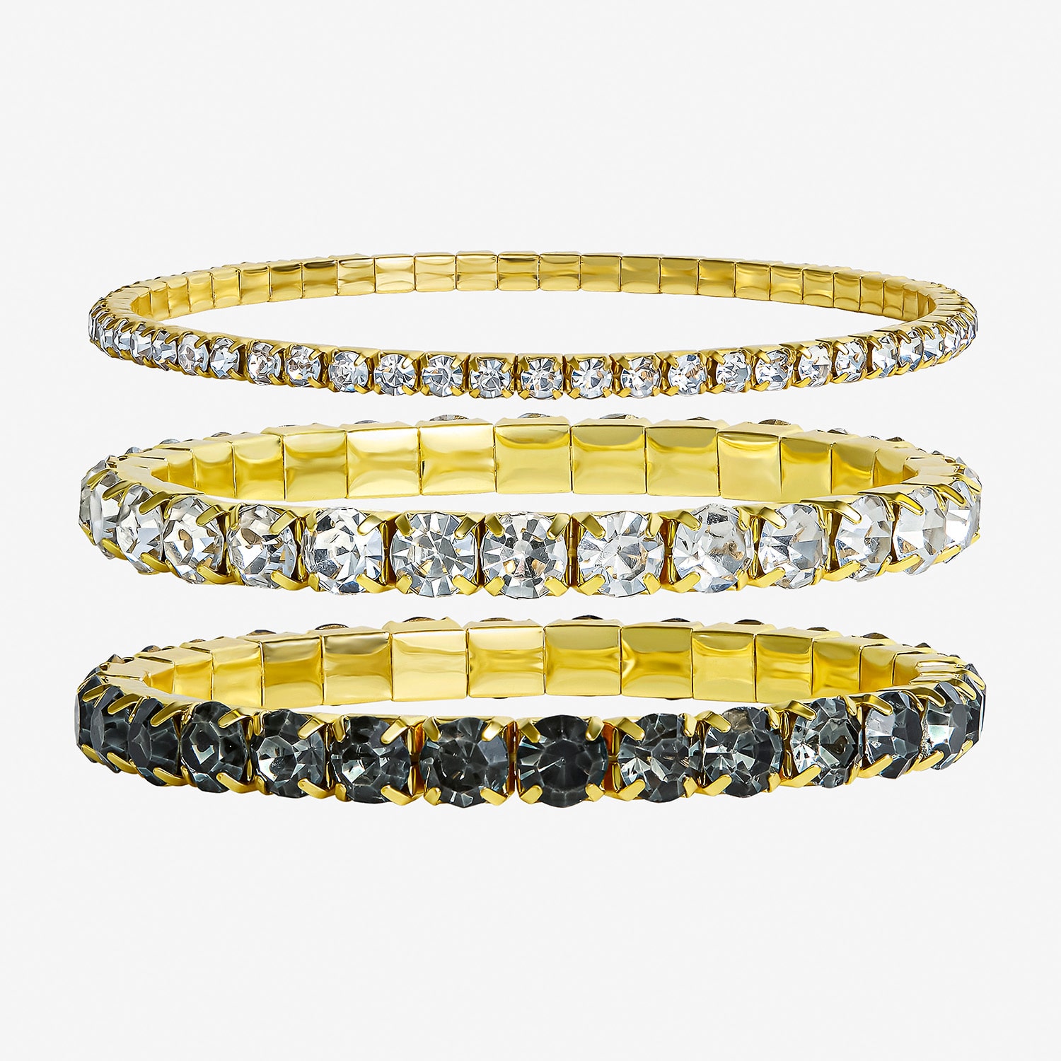 JS Jessica Simpson Womens 3-pc. Multi Color Crystal Bracelet Set