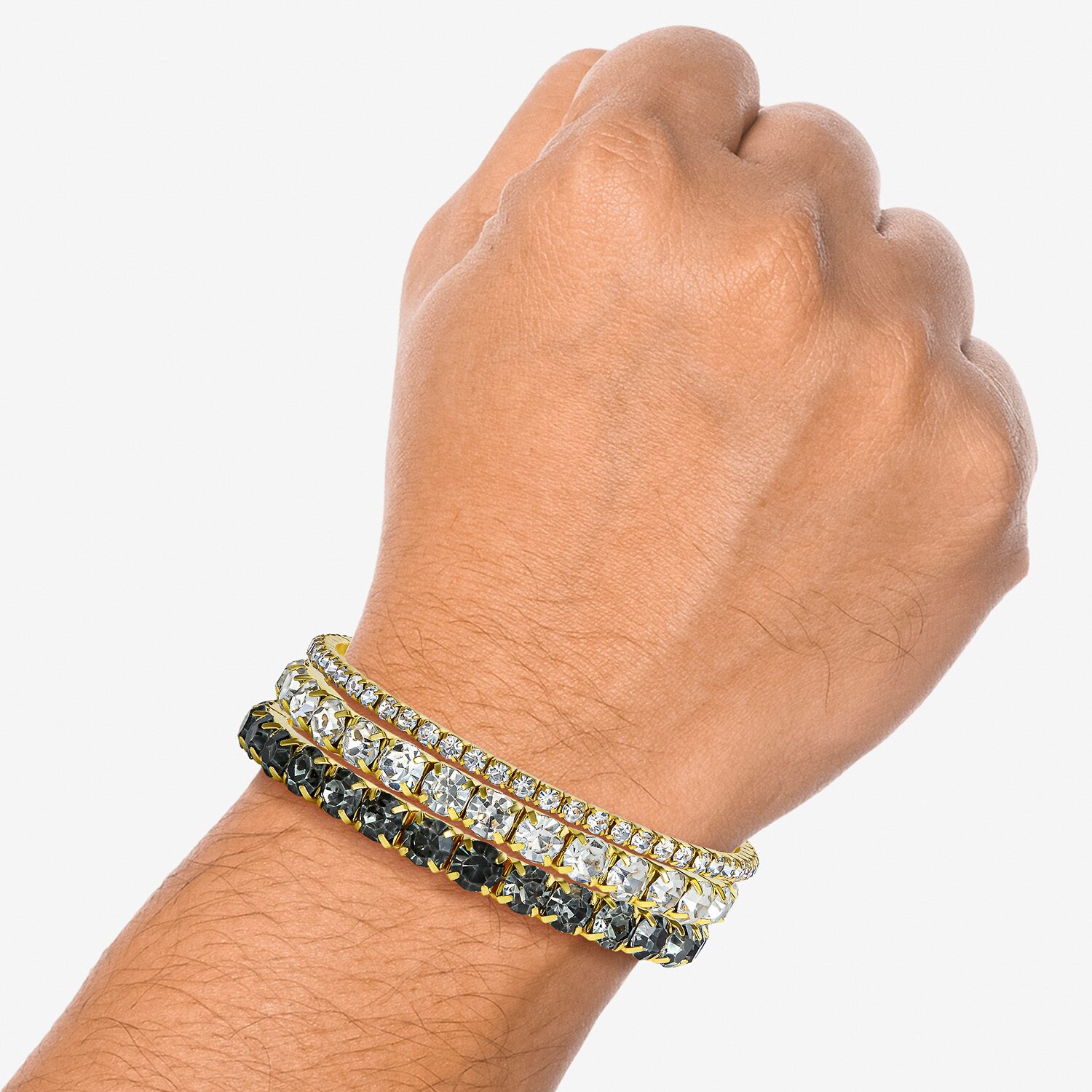 JS Jessica Simpson Womens 3-pc. Multi Color Crystal Bracelet Set