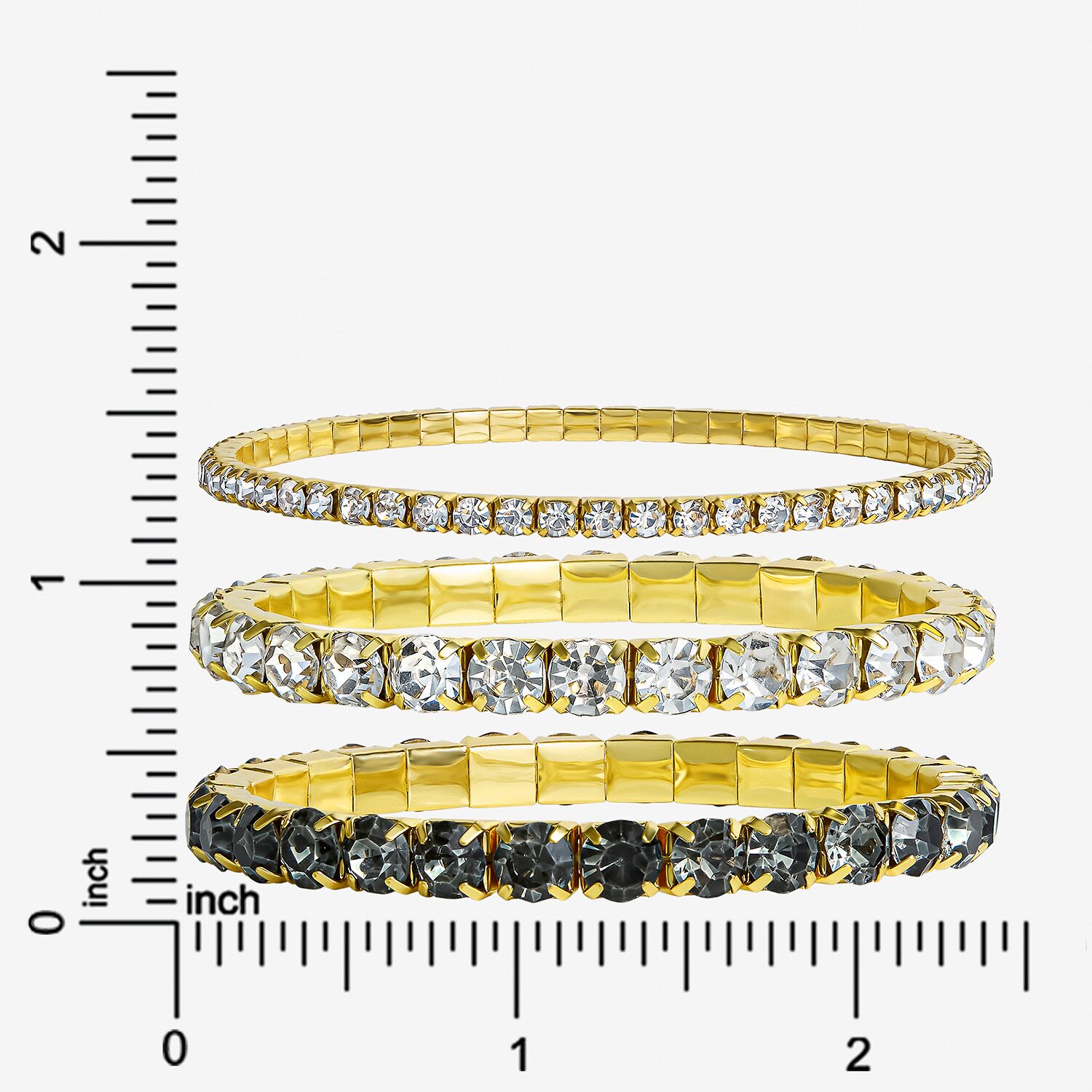 JS Jessica Simpson Womens 3-pc. Multi Color Crystal Bracelet Set
