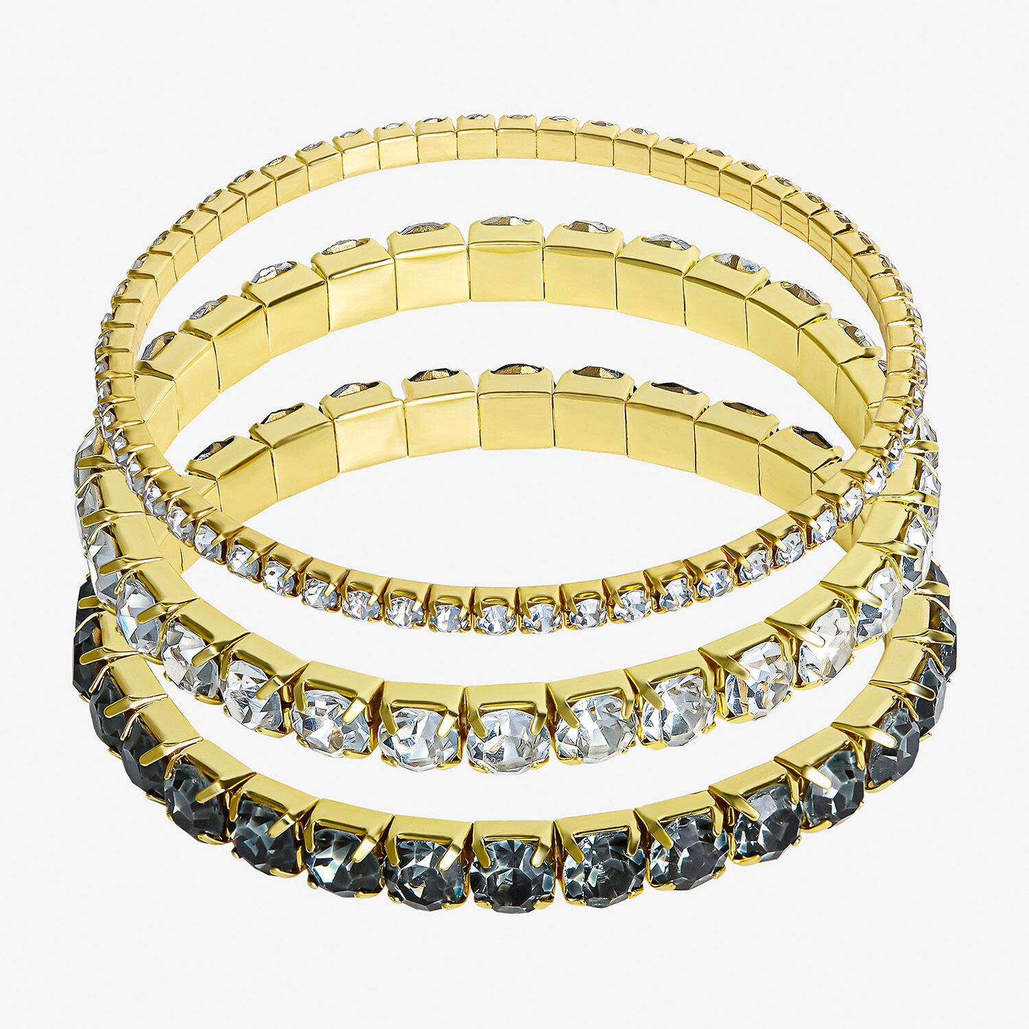 JS Jessica Simpson Womens 3-pc. Multi Color Crystal Bracelet Set