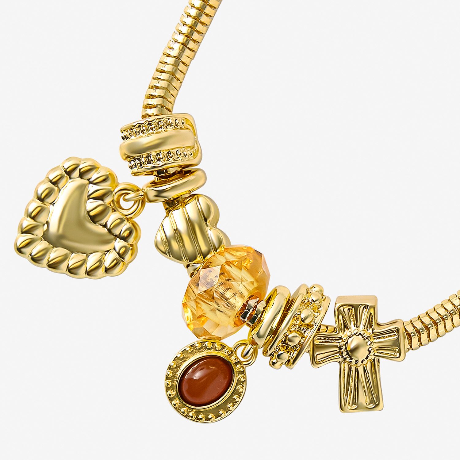JS Jessica Simpson Womens Brown Crystal Charm Bracelet