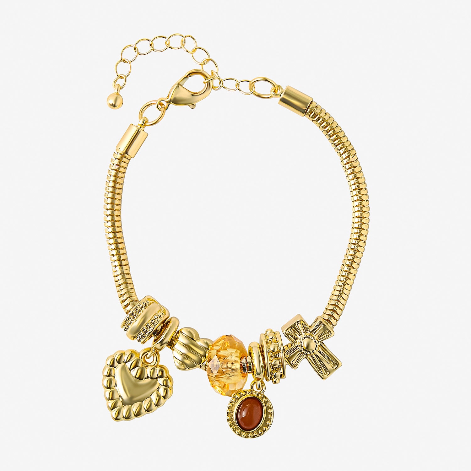 JS Jessica Simpson Womens Brown Crystal Charm Bracelet