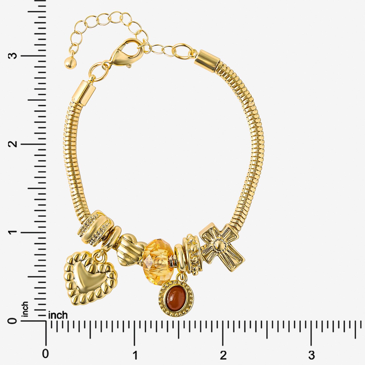 JS Jessica Simpson Womens Brown Crystal Charm Bracelet