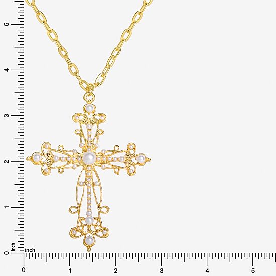JS Jessica Simpson Womens White Cross 20 Inch Pendant Necklace