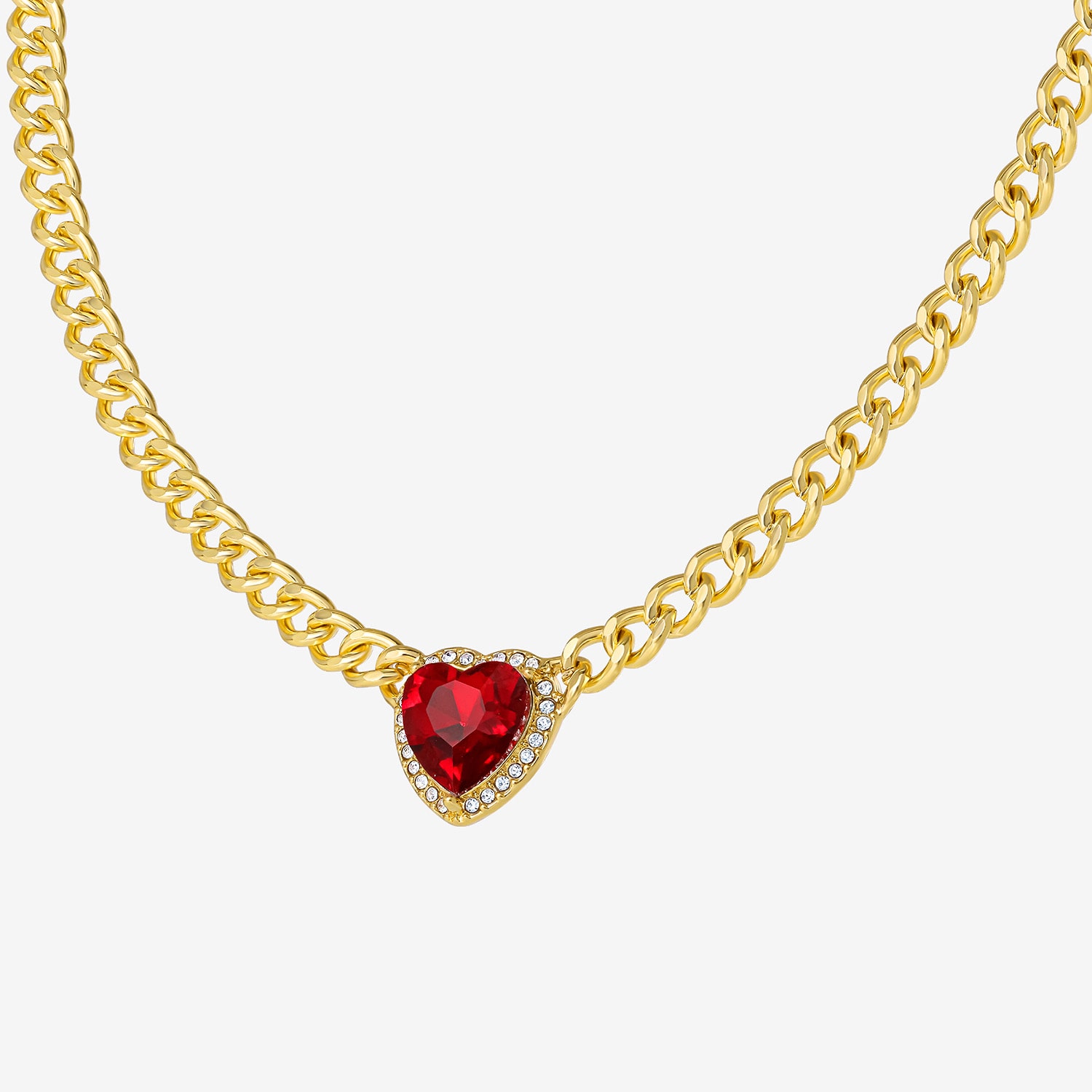 JS Jessica Simpson Gold Tone Collar Necklace  & Stud Earring Womens Multi Color Glass Heart 3-pc. Jewelry Set